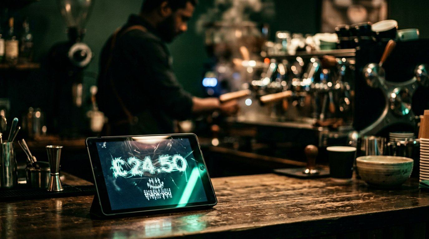 Customer display showing the running total